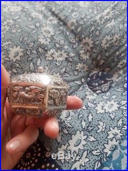 Antique Silver Chinese Opium Box very ornate and lovely