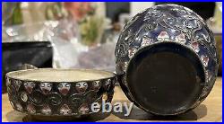 Antique Silver Cloisonné Pot With Inset Jade Plaque Chinese Qing