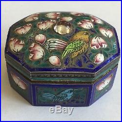 Antique Silver Enamel Chinese Snuff Box Good Quality Birds Detailed 4.5cm X 4cm