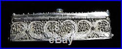 Antique Silver Filigree Trinket Box Inlaid With Turquoise Indian/chinese