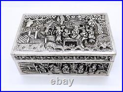 Antique Sino Thai Solid Silver Box Chinese Silversmith LAI JI HUA