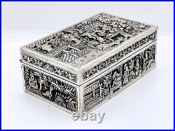 Antique Sino Thai Solid Silver Box Chinese Silversmith LAI JI HUA