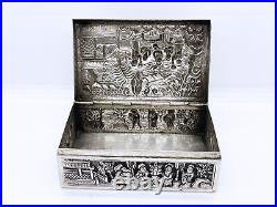 Antique Sino Thai Solid Silver Box Chinese Silversmith LAI JI HUA