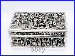 Antique Sino Thai Solid Silver Box Chinese Silversmith LAI JI HUA