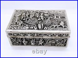 Antique Sino Thai Solid Silver Box Chinese Silversmith LAI JI HUA