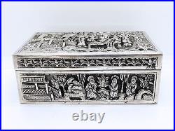 Antique Sino Thai Solid Silver Box Chinese Silversmith LAI JI HUA