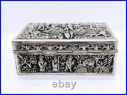 Antique Sino Thai Solid Silver Box Chinese Silversmith LAI JI HUA