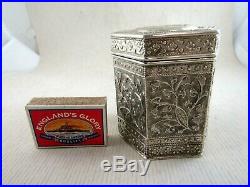 Antique Solid Silver CHINESE TEA CADDY Dates to 1890
