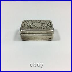 Antique Solid Silver Tested Snuff Box Indistinct Marks Possibly Chinese