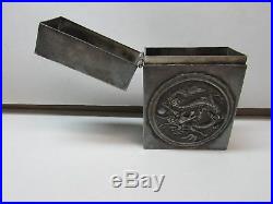 Antique Sterling Chinese Silver Cigarette Case Dragons Box AWESOME COLLECTIBLE