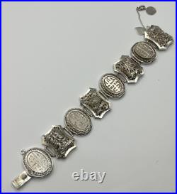 Antique Sterling Silver China Shadowbox bracelet MUST SEE 7.5 long