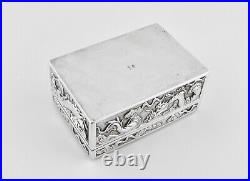 Antique Victorian Solid Silver Chinese Export Box, Wang Hing, c1880