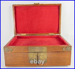 Antique Vintage Chinese Rosewood Hardwood Jewelry Box Silver Chest Hong Kong