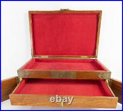 Antique Vintage Chinese Rosewood Hardwood Jewelry Box Silver Chest Hong Kong