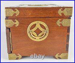 Antique Vintage Chinese Rosewood Huali Jewelry Silver Box Chest Hardwood