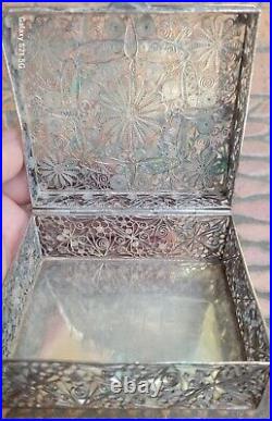 Antique Vintage Chinese Sterling Silver Filigree Box 172 Grams