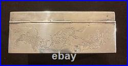 Antique Vintage Chinese WINGON Silver Trinket Jewelry Box with Engraving Etching