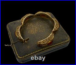Antique Vintage Deco Sterling Silver Gold Wash Chinese Carnelian Bracelet 36.7g