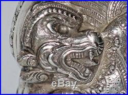 Antique chinese dragon jewelry silver box