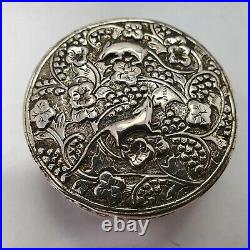 Antique chinese export silver box with animals