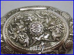 Antique chinese export silver pillbox