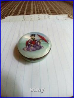 Antique french sterlig silver enamel chinese pill box