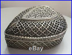 Antique large chinese or indian box silver 925 pierced 313grams