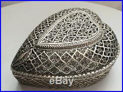 Antique large chinese or indian box silver 925 pierced 313grams
