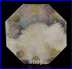 Antique large octagonal Chinese repousse silver jewelry box Qing 635g 22,4 oz