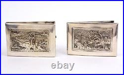 Antique pair of Chinese silver cigarette boxes HongKong 19th/20th c. About 1900