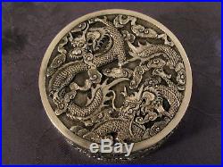 Argent Massif Chine Chinese Export Silver Box Dragon 100 G
