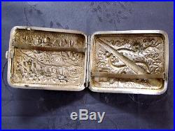 Argent Massif Chine Chinese Export Silver Cigarette Case Box Dragon Antique 127g
