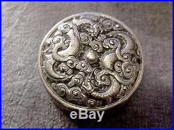 Argent Massif Chine Chinese Export Silver Dragon Box