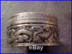 Argent Massif Chine Chinese Export Silver Dragon Box