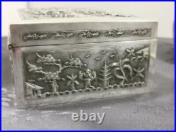 Argent Massif Indochine Chine Du Sud Grande Boite Chinese Export Silver Box