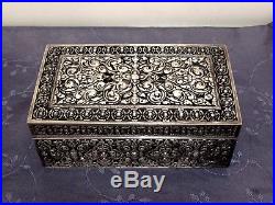 Argent Massif Indochine Grande Boite Chinese Export Silver Box 656 G