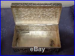 Argent Massif Indochine Grande Boite Chinese Export Silver Box 656 G