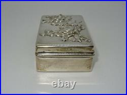 Attractive Chinese Hallmarked Solid Silver Oblong Trinket Box