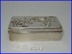 Attractive Chinese Hallmarked Solid Silver Oblong Trinket Box