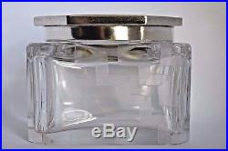 BEST LG Antique Sterling Silver Chinese Art Deco Guilloche Enamel Powder Box Jar