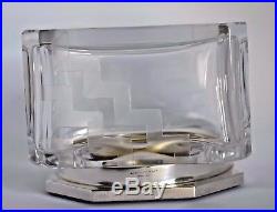 BEST LG Antique Sterling Silver Chinese Art Deco Guilloche Enamel Powder Box Jar