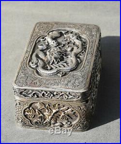 BOITE CHINE ARGENT CHINE DECOR DE DRAGON (silver chinese box case)
