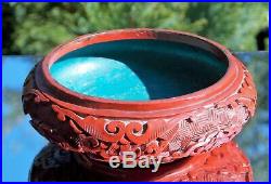 Beautiful Antique 19th Century Carved Chinese Cinnabar Lacquer Bowl