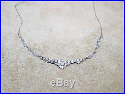 Beautiful Rare Box Antique Gatsby Solid Silver Necklace