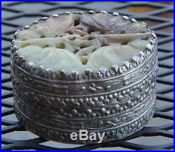 Beautiful Vintage Chinese Jade and Silver Trinket Box