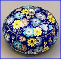 Beautirul Enameled 99% Silver Powder Jar / Decorative Jar 3.5 x 2.5