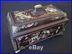 Boite marqueterie nacre argent Chine Old vietnam mother pearl chinese box silver