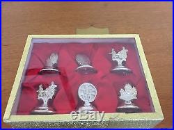 Boxed Set Of 6 925 Sterling Silver Chinese Designed Place Card Settings