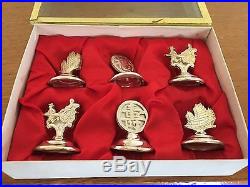 Boxed Set Of 6 925 Sterling Silver Chinese Designed Place Card Settings