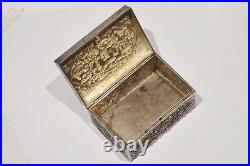 C. 1850 247 Grams Chinese Export Silver And Gold Box Canton Shanghai Hong Kong